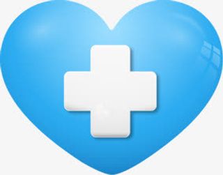 蓝色手绘医用爱心标签免抠