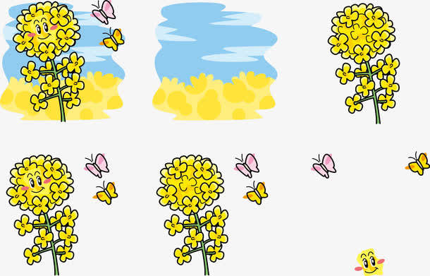 手绘油菜花免抠