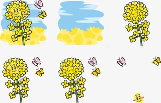 手绘油菜花免抠