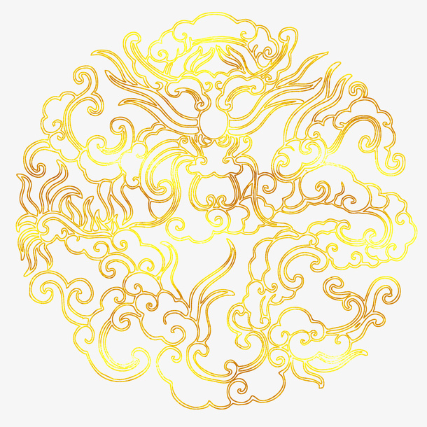 中国风传统烫金花纹免抠图免抠