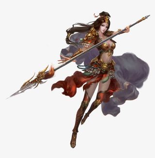 战士女游戏原画女子免抠