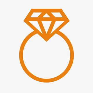 橙色卡通钻石戒指免抠