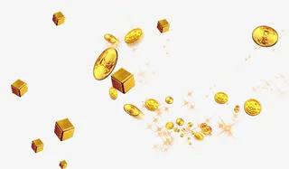 唯美精美漂浮金钱金币元宝免抠