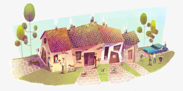 卡通动画房子背景