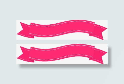 粉色手绘丝带标签免抠