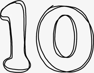 手绘黑色线描数字10免抠