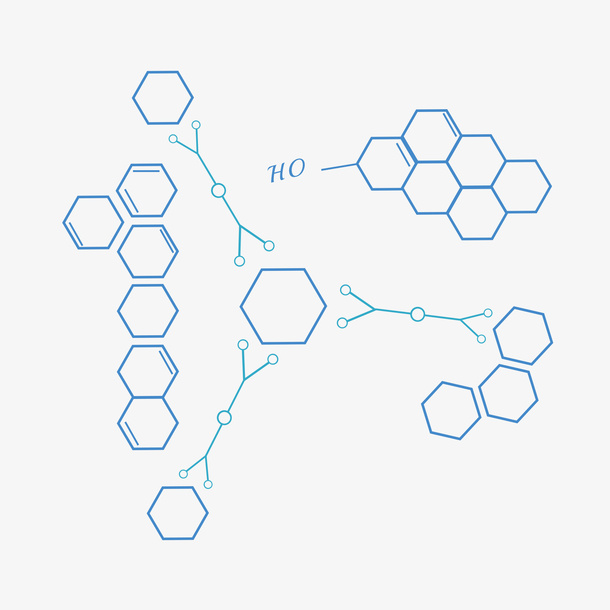 六边形化学分子插画免抠