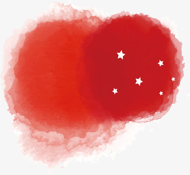 红色水彩晕染免抠
