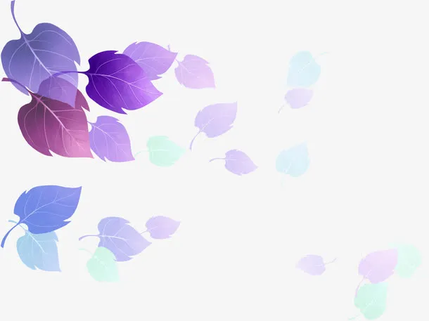紫色渐变梦幻树叶免抠