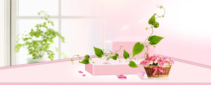 春天居家温馨文艺粉色banner背景高清
