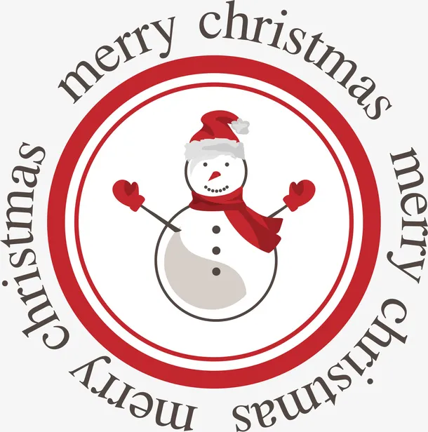 红色圣诞雪人标签免抠