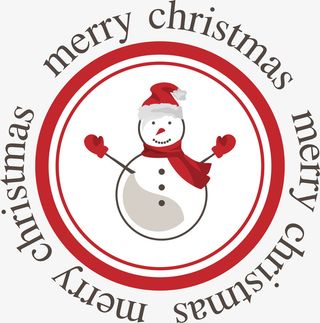 红色圣诞雪人标签免抠