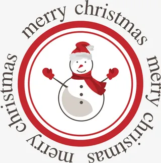 红色圣诞雪人标签免抠