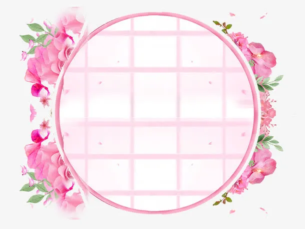 手绘圆环花环鲜花元素免抠