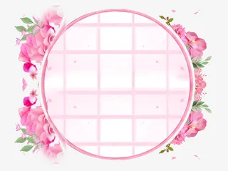 手绘圆环花环鲜花元素免抠