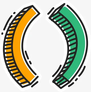 彩色立体手绘小括号免抠