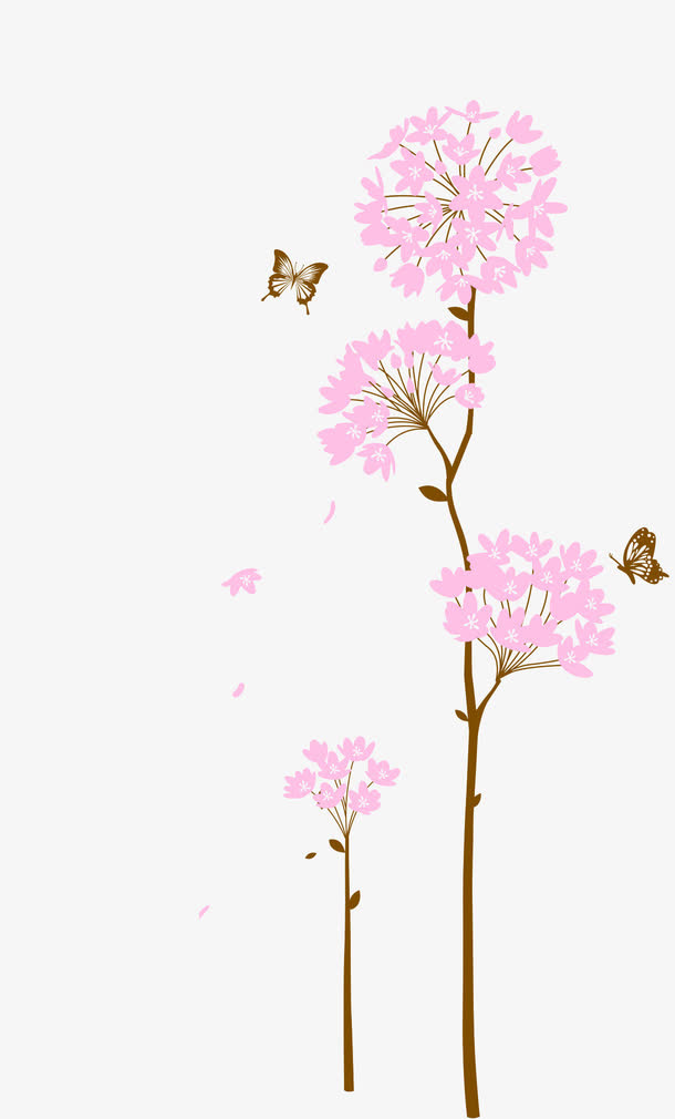 手绘墙花绣球花免抠