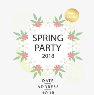 卡通春花春天派对免抠