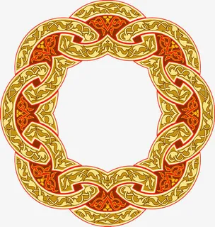 中国风复古花型圆环中秋免抠