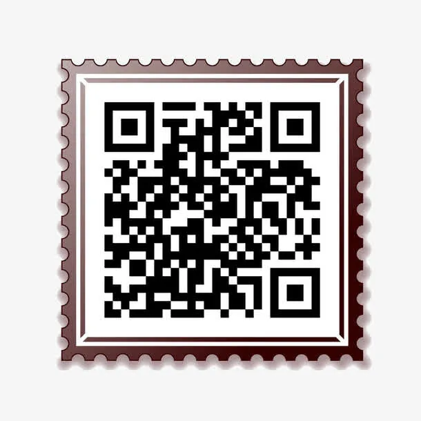邮票边框二维码免抠标签元素