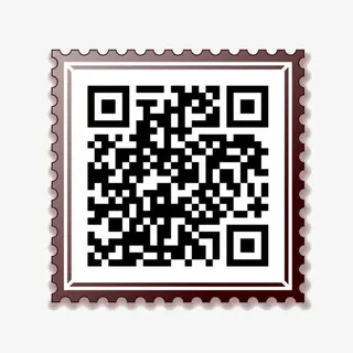 邮票边框二维码免抠标签元素