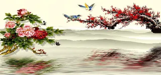 牡丹 梅花背景图高清