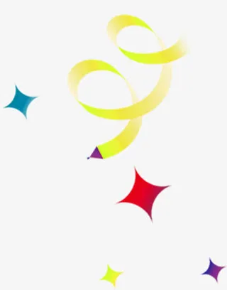 中秋节彩色丝带星星免抠
