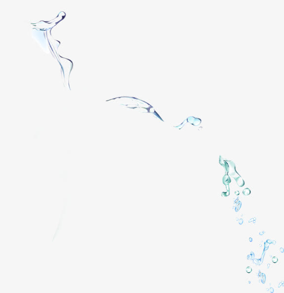 蓝色纯净水珠水流免抠