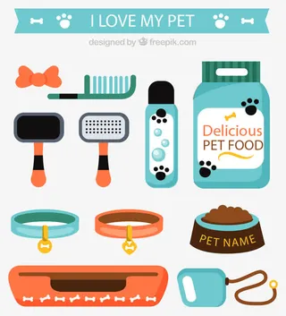 卡通宠物用品矢量免抠