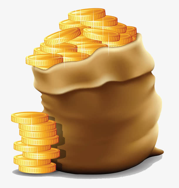 一袋金币插画免抠