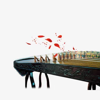 中国风淡雅古筝素材免抠