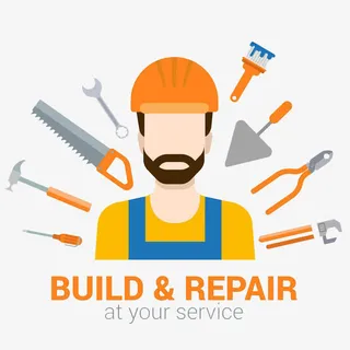 卡通装修工人标志设计免抠