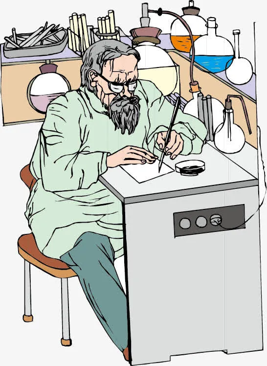 矢量做研究的医护人员免抠