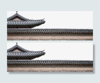 咖啡色中国风古建筑免抠