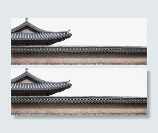 咖啡色中国风古建筑免抠