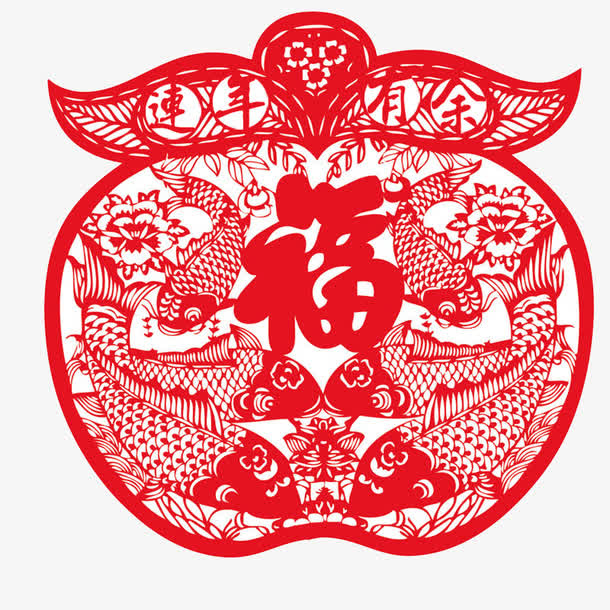 中国风创意剪纸免抠