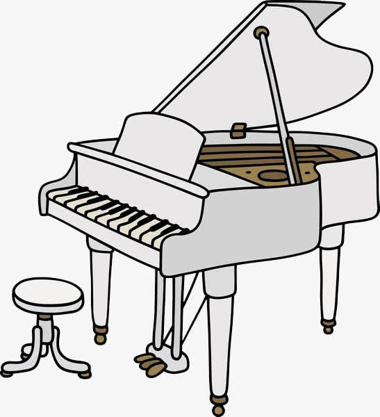 手绘钢琴与板凳免抠