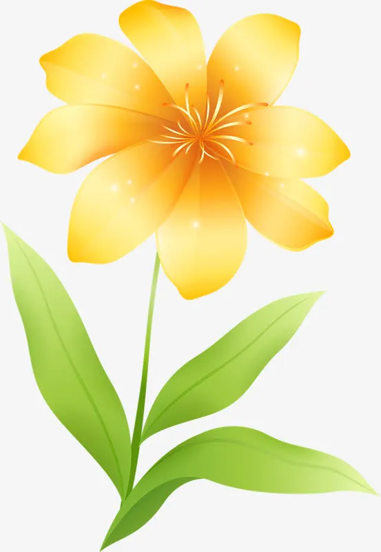 盛开黄色手绘花朵免抠