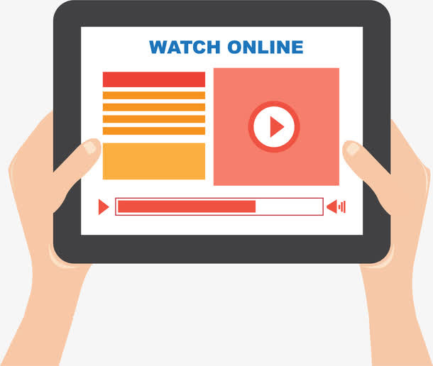 手拿平板看视频免抠