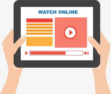 手拿平板看视频免抠