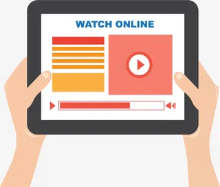 手拿平板看视频免抠