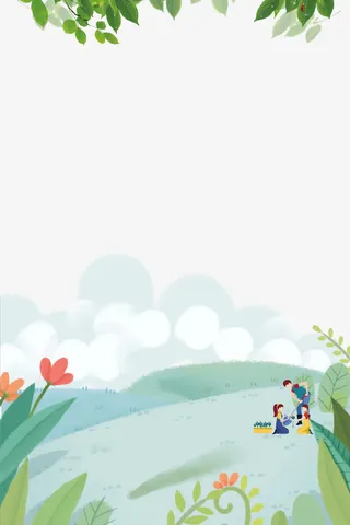 卡通春游踏青海报设计免抠免抠