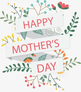 旋转彩带母亲节海报免抠