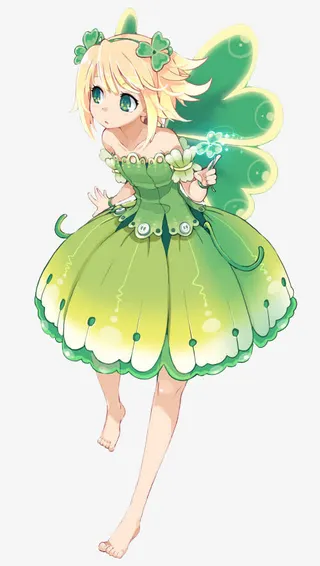 卡通绿衣服精灵天使免抠