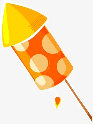 黄色卡通飞天鞭炮免抠