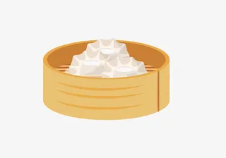 手绘蒸笼饺子免抠