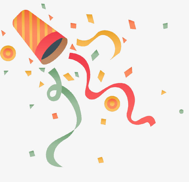 卡通礼花筒彩条免抠