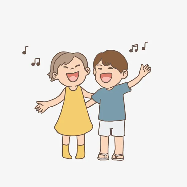 六一儿童节唱歌的小朋友插画免抠元素免抠