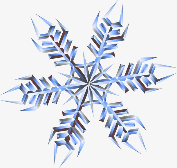 蓝色闪耀雪花片免抠