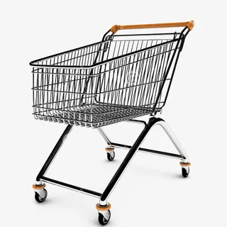 红色手把的空购物车png图片免抠